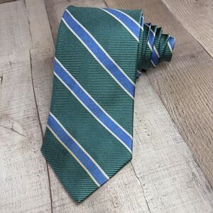 Brooks Brothers Makers Mens Necktie Tie 59'' X 3.25'' Striped Green All Silk USA